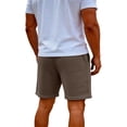 thumbnail image 3 of LWavelet Mens Waffle Shorts Casual Summer Elastic Waist Drawstring Lightweight Solid Beach Vacation Shorts with Pockets,Brown 3XL, 3 of 6