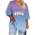 thumbnail image 2 of Heisall Womens T-shirts Halloween Print V-Neck 3/4 Sleeve Loose Plus Size Casual Fashion Daily Wear Tops, 2 of 4