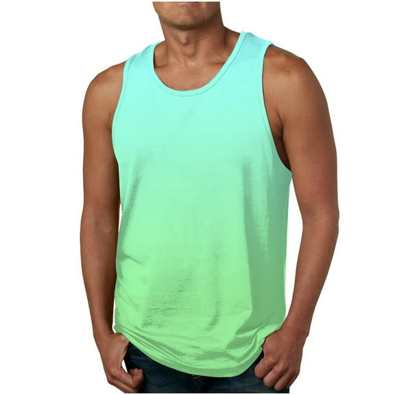 S-4X Big & Tall Mens Tank Tops Plus Size Crewneck Sleeveless Muscle Shirts Boys Casual Pullover Gradient Printed Going-Out Sports Vest Tanks