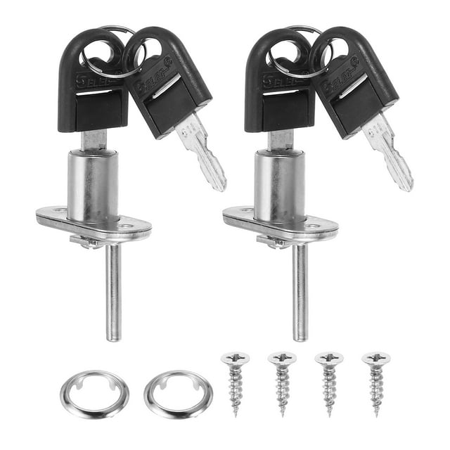 Uxcell 2Pcs Cerradura de Archivo para Cajón de Gabinete 16mm Cilindro de Cerradura de Acero Diferente con Llave Plata