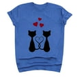 thumbnail image 2 of Honeeladyy Adult's Valentine's Day Round Neck Cat Print T-shirt womens summer tops, 2 of 3