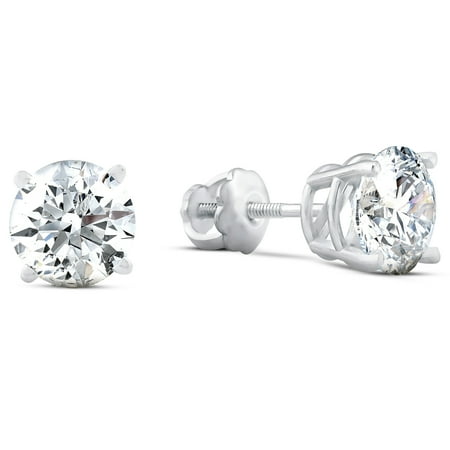 studs earrings 14k screw certified ct diamond womens gold igi