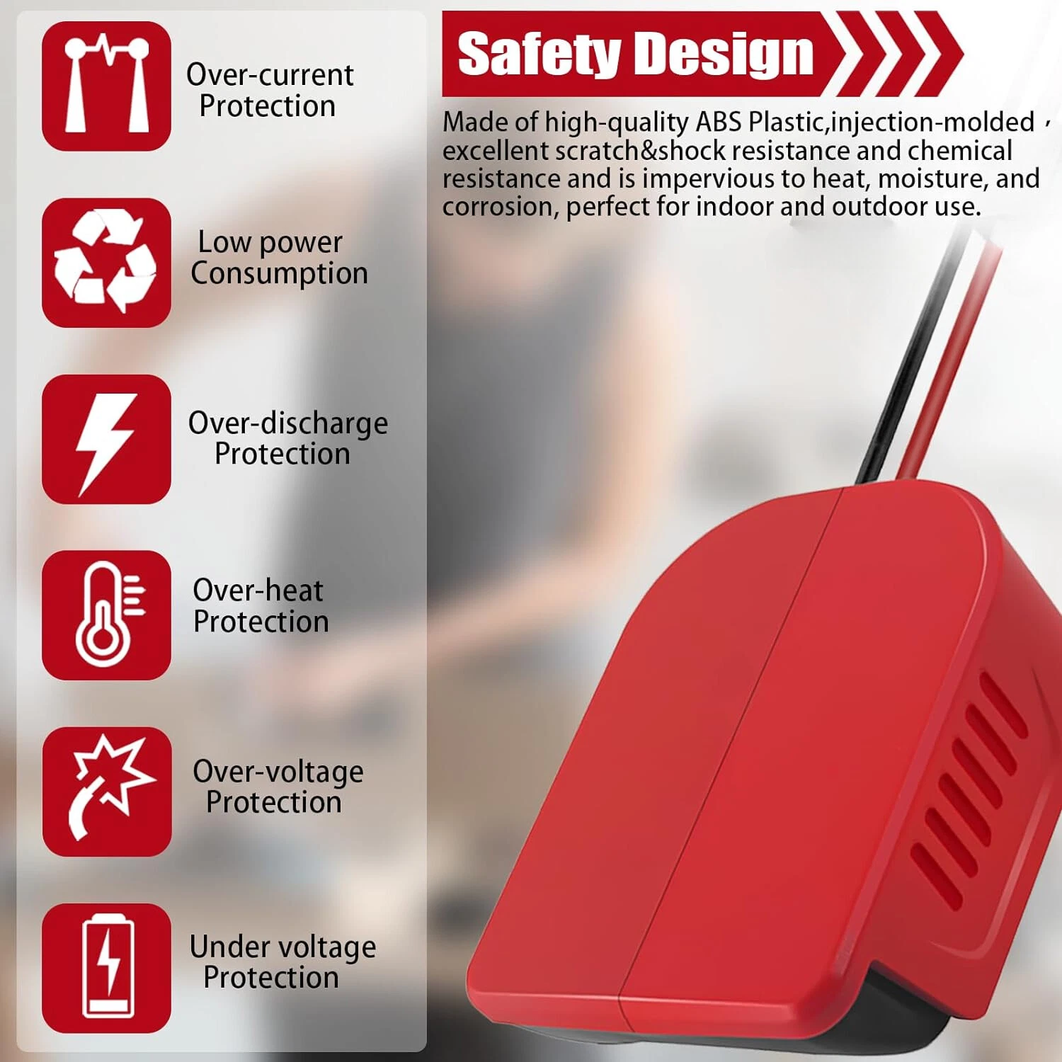 Adapter For Einhell 18V with 6FT Jumper Cable Car Battery Charger Jump Starter