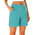thumbnail image 2 of Favoffer Women Twill Mid Thigh Shorts Solid Color Office Bottoms Functional Side Pockets Knee Length Casual Shorts for Workplace Daily Casual Daily Attire, 2 of 9
