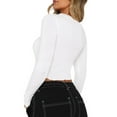thumbnail image 5 of SNKSDGM Casual Easter Shirt Womens Shirts Casual Long Sleeve Women Lace Trim Long Sleeve Crop Tops Cute Square Neck Slim fit Shirts Going Out Tops Blouse Business Casual Tops for Women Short Sleeve, 5 of 6