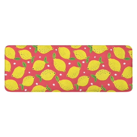 Yellow Lemon Fruit Dots Red Pattern Kitchen Rug Mat,Kitchen Runner Rugs Non Skid Washable,Decorative Kitchen Floor Mats for Kitchen,Sink,Laundry,17"x47.2"