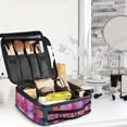 thumbnail image 5 of FORMRS Travel Makeup Bag Large Capacity Train Case Cosmetic Organizer with Adjustable Dividers, Large Purple Flowers, 5 of 8