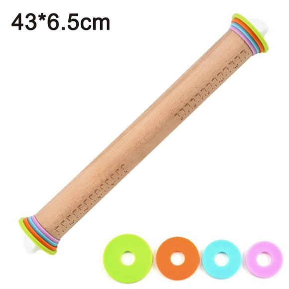 Adjustable Solid wood rolling pin to adjust the thickness scale flour stick dough kneading tool