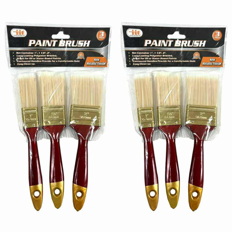 6Pcs Paint Brushes For Walls, Doors And Furniture - 6 Piece Set For  Painting Supplies With Heavy Duty Bristles And Wood Black