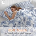 thumbnail image 5 of Blue Coastal Bedding 3 Piece Duvet Cover Set California King, Shell Floral Ocean Retro Soft Microfiber Comforter Cover with Zipper Closure & Pillowcases, Wrinkle & FadeResistant Quilt Cover, 5 of 9