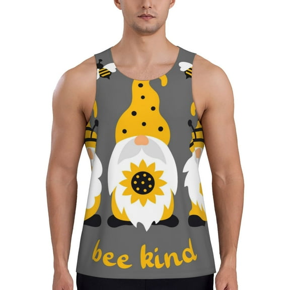 Fuzoiu Bee Kind Print Men's Workout Tank Tops,Sleeveless Gym Shirt Quick Dry,Fitness Bodybuilding T-Shirt,Muscle Athletic Workout Tee-Small