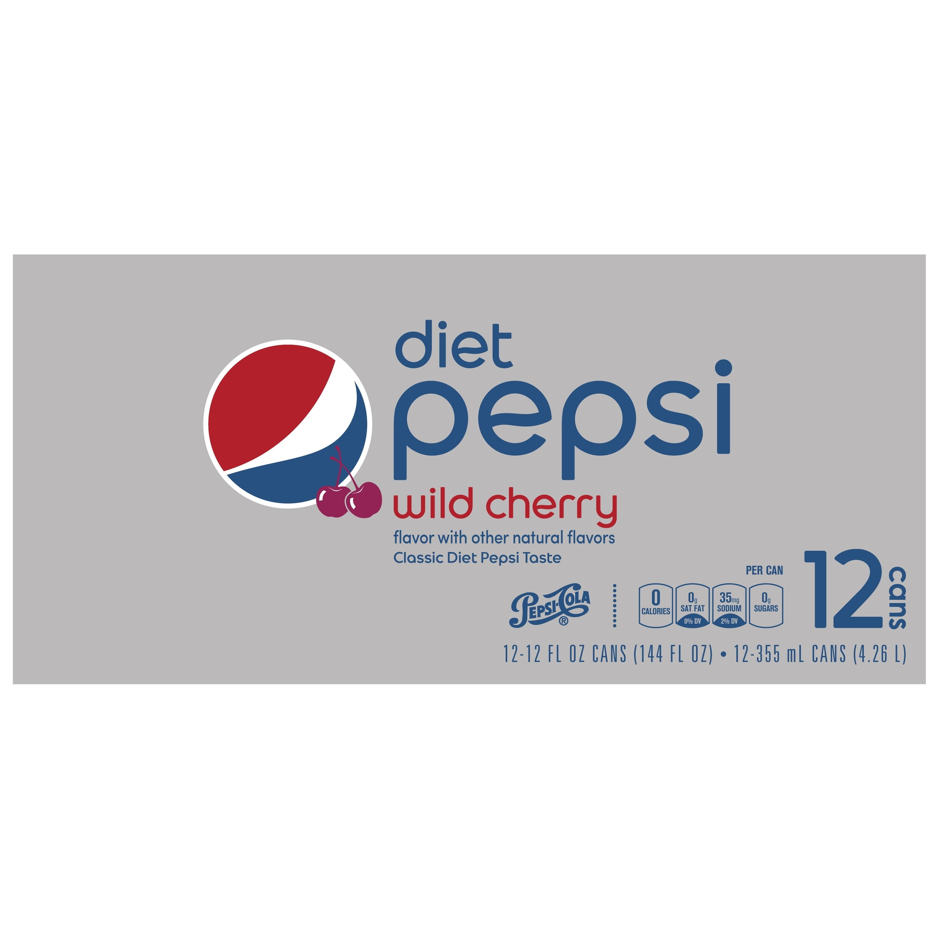 Pepsi Wild Cherry Diet Cola Soda, 12 Fl. Oz., 12 Count - Walmart.com ...