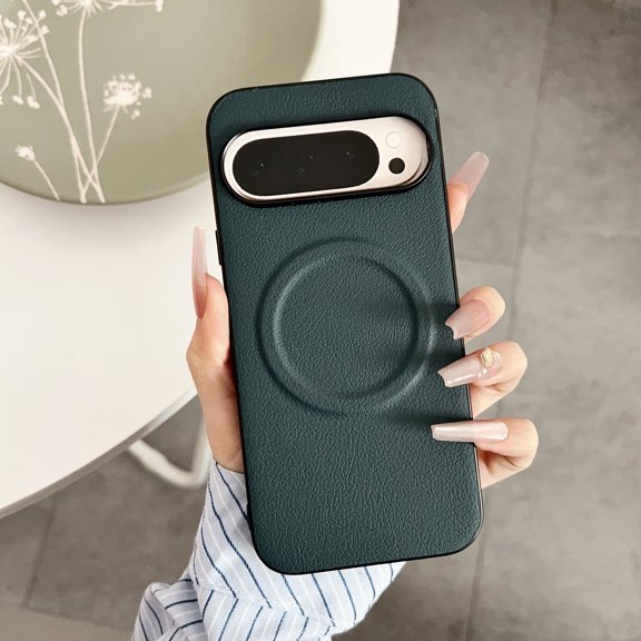 Allytechgroup Magnetic Case for Google Pixel 8, Premium PU Leather TPU Inner Shockproof Slim Fit Anti-Scratch Wireless Charging Support Drop Protection Back Cover for Google Pixel 8, Cyan