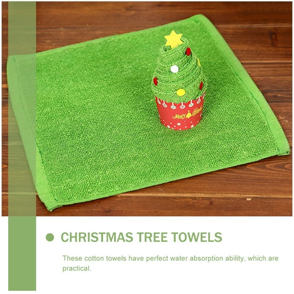 Mobutofu Holiday Towels 2Pcs Christmas Tree Washcloths Assorted Color Cotton 11.8x11.8in