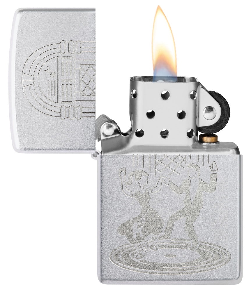 Zippo Lighter: Swing Dancing Couple, Engraved - Satin Chrome 48728