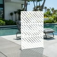 thumbnail image 2 of MAYEERTY 72"x47" Outdoor Privacy Screen with Stand, 3 Panels Metal Balcony Decorative Screen, White, 2 of 7