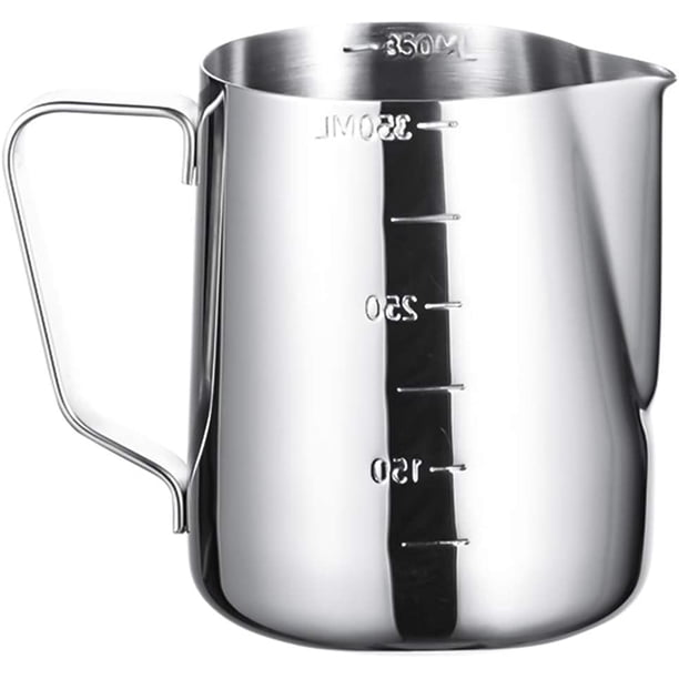 Pot agrave; Jarra de leche de acero inoxidable Jarra de leche de acero inoxidable Espuma de Leche, Jarra y Leche Barista, Jarra Leche de acero inoxidable con marca de medida JFHHH pequeña