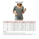 thumbnail image 5 of Camisa informal holgada de color puro con detalle fruncido para mujer, talla S, color gris, cuello en V, mangas abullonadas, para verano, 5 of 6