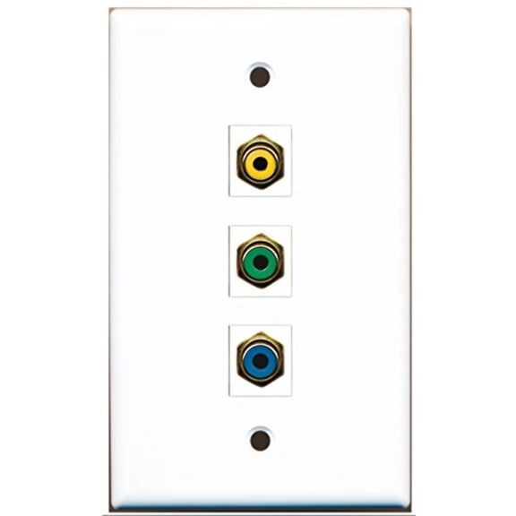RiteAV - 1 Port RCA Yellow and 1 Port RCA Green and 1 Port RCA Blue Wall Plate