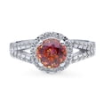 thumbnail image 2 of BERRICLE Sterling Silver Halo Red Orange Round Cut Cubic Zirconia CZ Kaleidoscope Cocktail Fashion Split Shank Ring for Women, Rhodium Plated Size 4, 2 of 9