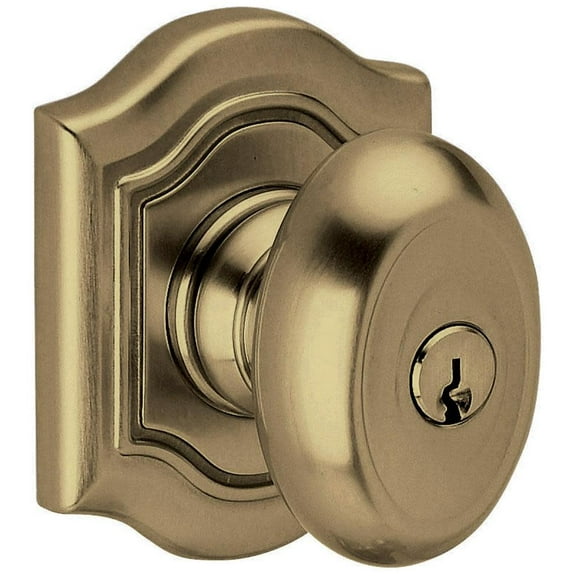 Baldwin 5237050ENTR Bethpage Style Keyed Entry Door Knob Set, Satin Brass & Black