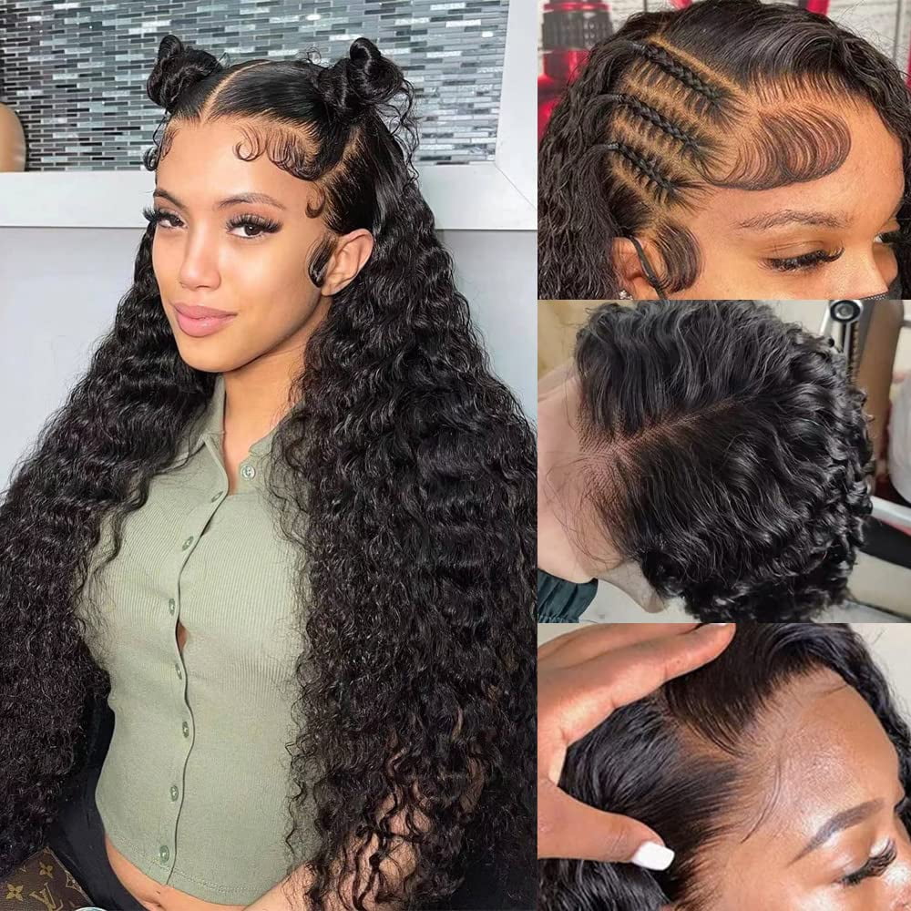 Deep Wave Lace Front Wigs Human Hair 13x4 HD Transparent Lace Frontal Wigs for Black Women 100% Brazilian Virgin Hair Glueless Wigs Pre Plucked with Baby Hair 180 Density Natural Color (30 Deep Wave Lace Front Wigs Human Hair 13x4 HD Transparent Lace Frontal Wigs for Black Women 100% Brazilian Virgin Hair Glueless Wigs Pre Plucked with Baby Hair 180 Density Natural Color (30