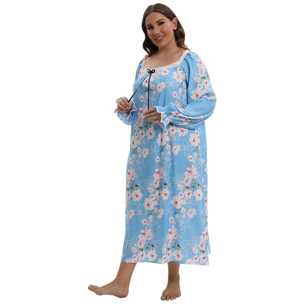 Long Floral Print Cotton Gown | Cotton gowns, Cotton night dress, Night  dress for women