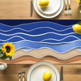 thumbnail image 4 of Dark Blue Ripple Table Runner, Dark Blue Gradient Kitchen Table Runners Dress Scarves for Table Decorations Party/Restaurant/Indoor Outdoor Use, 13x90in, 4 of 9