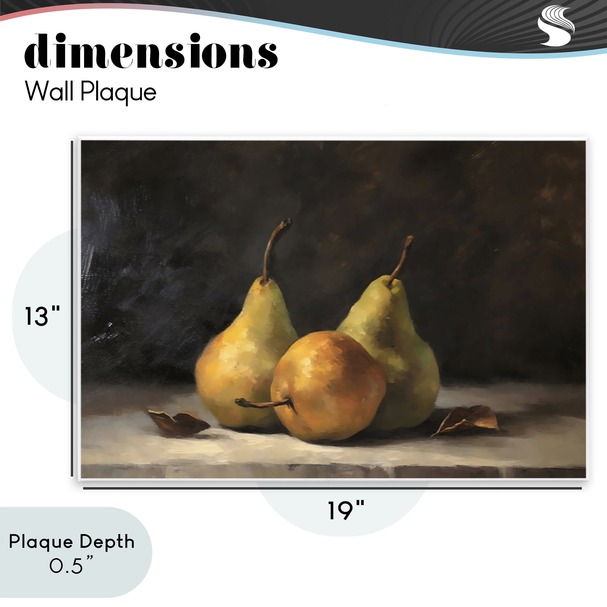 Stupell Industries Three Pears on Marble Wall Plaque Art, design by Creative Studio