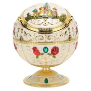 KAUU Ball Ashtray with Lid European Style Castle Pattern Rustproof Windproof Ashtray for Smokers for Extinguishing Cigarettes
