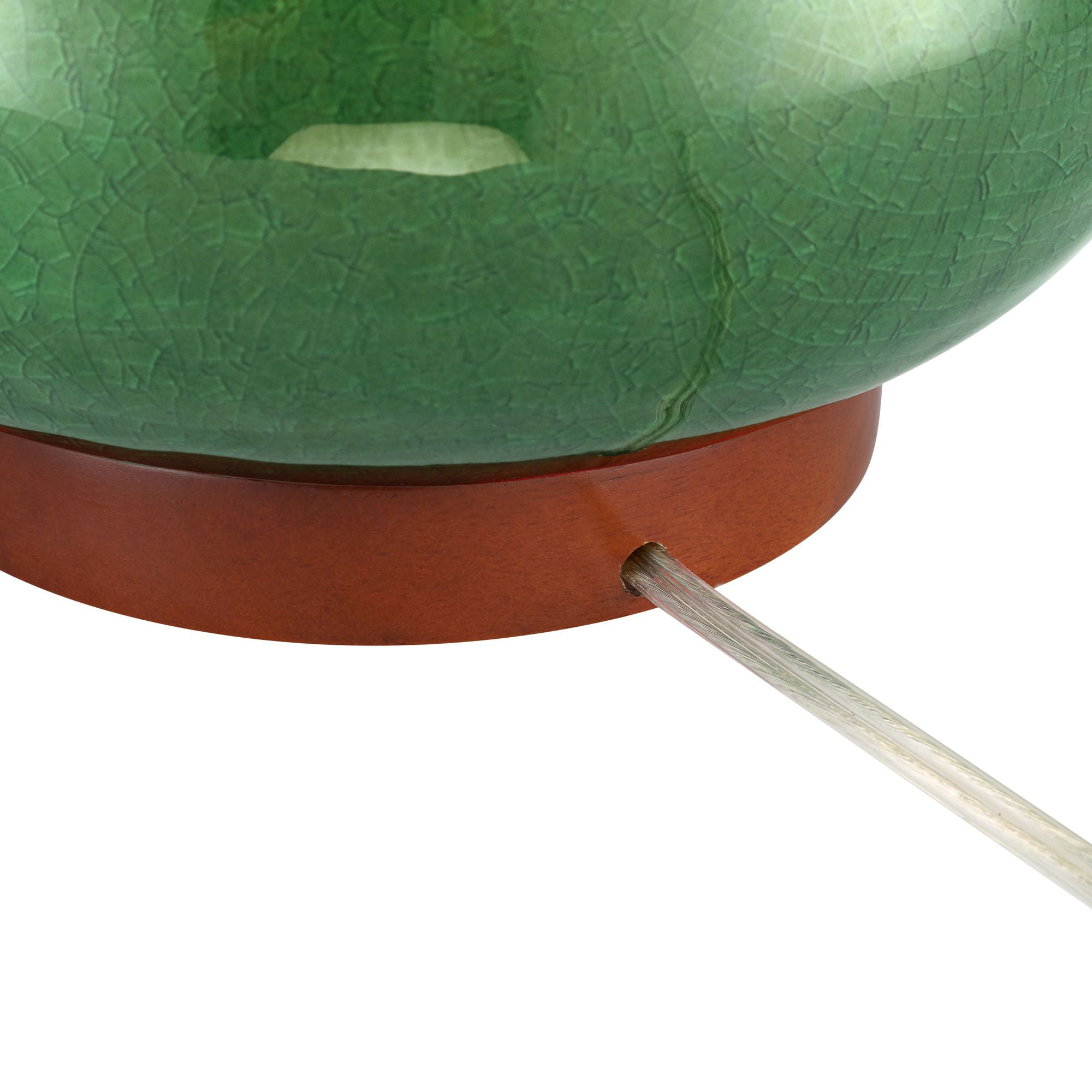 360 Lighting Andi 25" High Mid Century Modern 3-Way Table Lamp Green Ceramic Wood Single White Shade Living Room Bedroom Colors May Vary