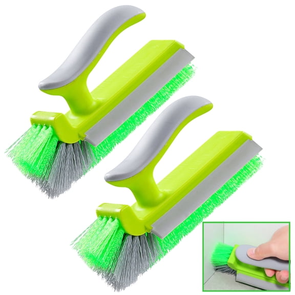 CCWADH 2 Pack Scrub Brush– Heavy-Duty Scrub Brushes for Cleaning with Handle, Cleaning Brush with Stiff Bristles, Shower Scrubber for Bathroom, Bathtub, Kitchen, Tile, Floor, Grout, Sink, Green