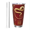 thumbnail image 1 of Año de la serpiente 2025 Feliz Año Nuevo chino Vaso de acero inoxidable Taza de café de viaje de 20 oz Taza térmica portátil con tapas, 1 of 7