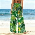thumbnail image 4 of Gamivast Womens Swimsuit Cover up Pants Leaf Print Sheer Wide Leg Beach Elastic Wasit Pant Swimwear Flowy Boho Swimwear Coverup Beach Vacation Outfits, 4 of 5