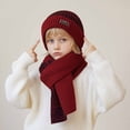 thumbnail image 2 of Zwiiyzr Kids Winter Beanie Hat Warm Knit Thick Ski Cap And Scarf Set For Girls Boys 1-11 Years Red, 2 of 3