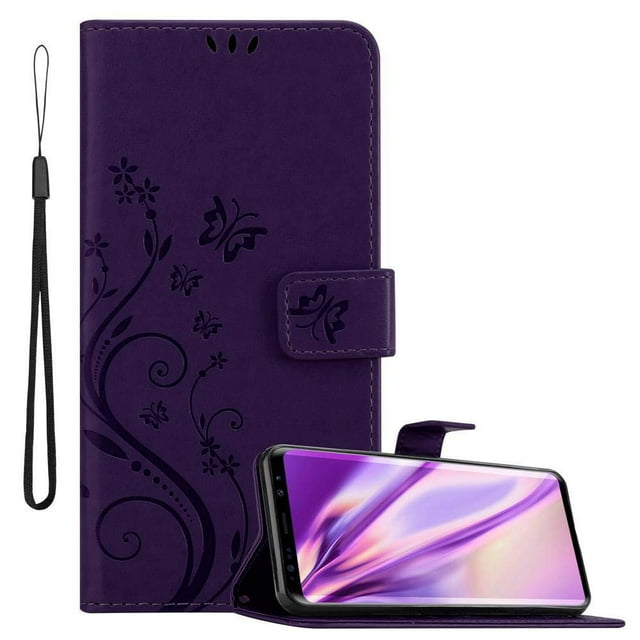Cadorabo Flower Case for Samsung Galaxy S9 Cover Book Wallet Screen Protection PU Leather Flip Magnetic Etui