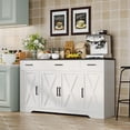 thumbnail image 3 of 4-door moderno estilo rural buffet gabinete con almacenamiento cajón y adjustable estante-perfect para kitchen dining room (blanca & negra), 3 of 9