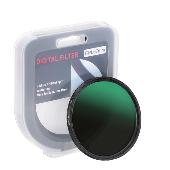 Uxcell 67mm Circular Polarizer Filter, Camera Lens Filter Slim Optical Glass with Len Cap, Black