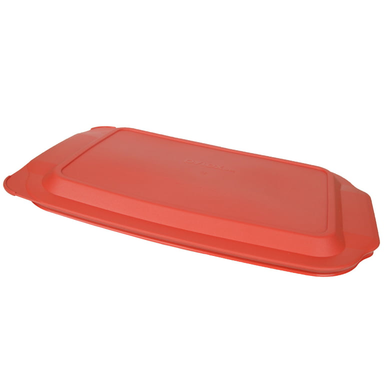 Pyrex 233 Rectangular Clear Glass Casserole Baking Dish and 233-pc Red Plastic Lid