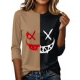 thumbnail image 4 of Halloween 3/4 Sleeve Sweatshirt for Women, Lightweight Pumpkin Shirt Casual Loose Crewneck Raglan Pullover Top Style31# S, 4 of 5