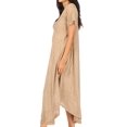 thumbnail image 4 of Sakkas Egan Long Embroidered Caftan Dress / Cover Up With Embroidered Cap Sleeves - Beige - One Size Regular, 4 of 5