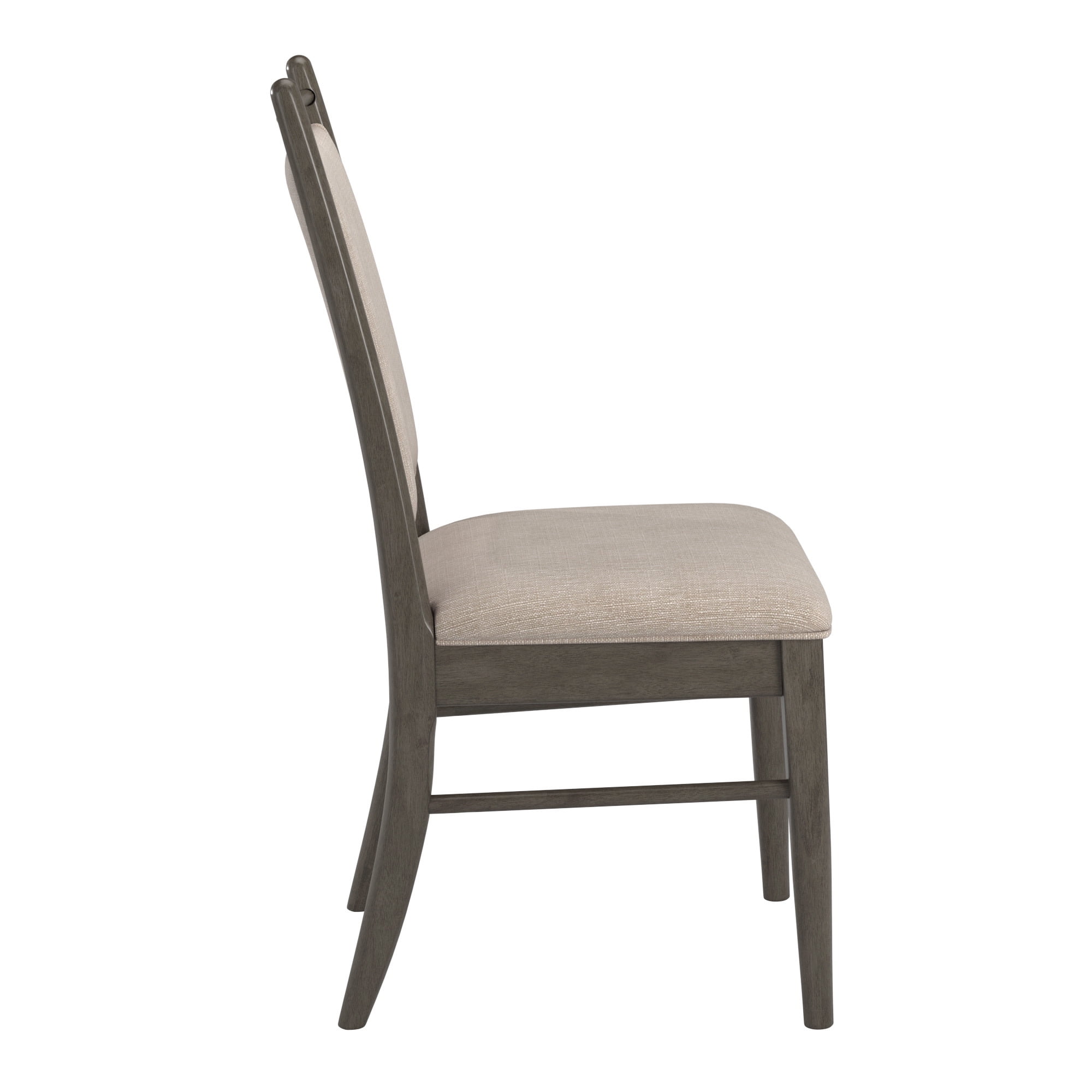 Weston Home Alta Wood Finish Beige Fabric Dining Chair, Set of 2, Gray