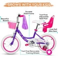 thumbnail image 2 of hykolity 14 inch Kid Bikes for Age 4-7 Years Old, Girl Bikes in Purple Rider Height 41-53 inch with Adjustable Seat, Doll Seat and Training Wheel, 2 of 7