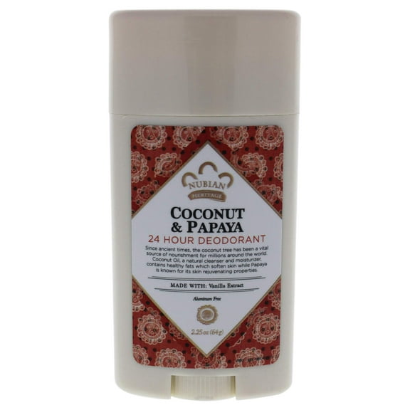 Nubian Heritage 24 Hour Deodorant, Coconut/Papaya With Vanilla Oil,2.25 Ounces