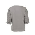 thumbnail image 4 of FASHIONWT Women Thin Summer 3/4 Sleeve Shirt Cotton Linen Scoop Neck Work Blouse Tops, 4 of 4