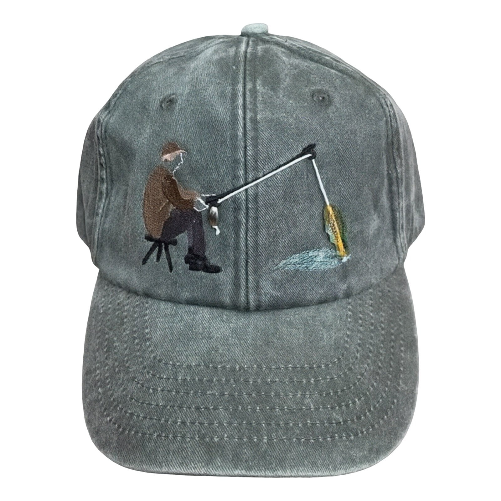 Interactive Fishing Cap Washed Moving Hat Adjustable Baseball Cap for Outdoor Men Women(Grey-57-60cm)