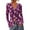 Purple, variant on FreshPretty Button Down Shirts for Women Fall Fashion V Neck Long Sleeve Blouse Ruched Mesh Fitted Floral Print Boho Tops