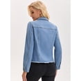 thumbnail image 4 of DARING DIVA Women's Long Sleeve Lightweight Frayed Hem Jean Shacket 2XL Blue, 4 of 7