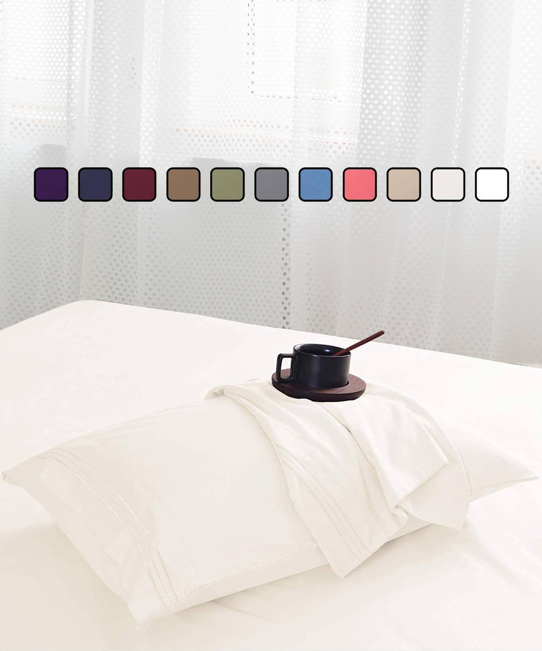 Bamboo Ultra Soft Sheet Set – Wrinkle Free, Deep Pocket, Machine Washable, Hypoallergenic, Fade Resistant Bedding Set - 6 Piece Set (Queen, Ivory) Luxury 1800
