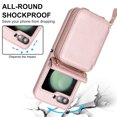 thumbnail image 5 of ELEHOLD Case for Samsung Galaxy Z Flip7, RFID Zipper Wallet Phone Case, Leather Cover with Shoulder & Wrist Strap,Rosegold, 5 of 10